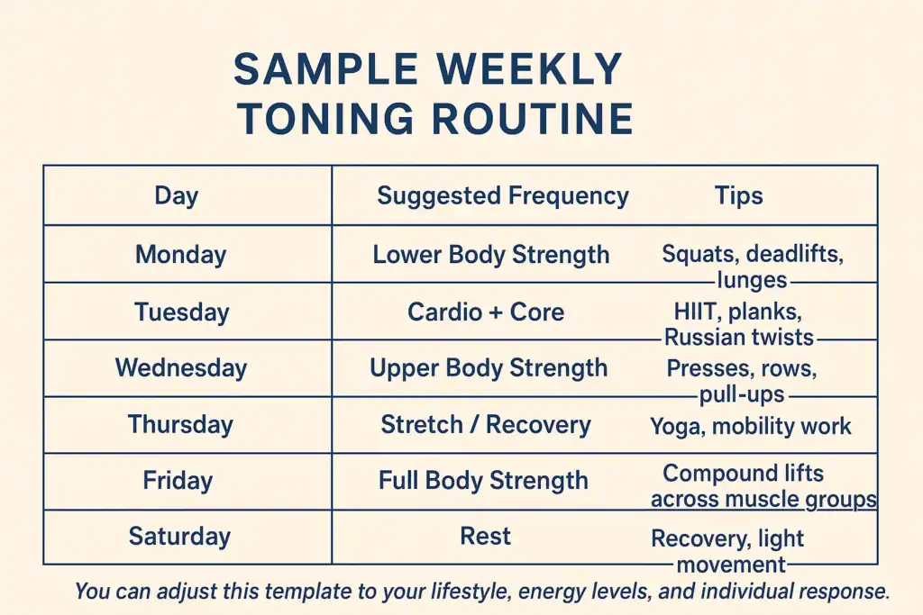 Achieving the Perfect Tone: How Often Should You Exercise for Results? 4 Weekly exercise Amersham plan graphic